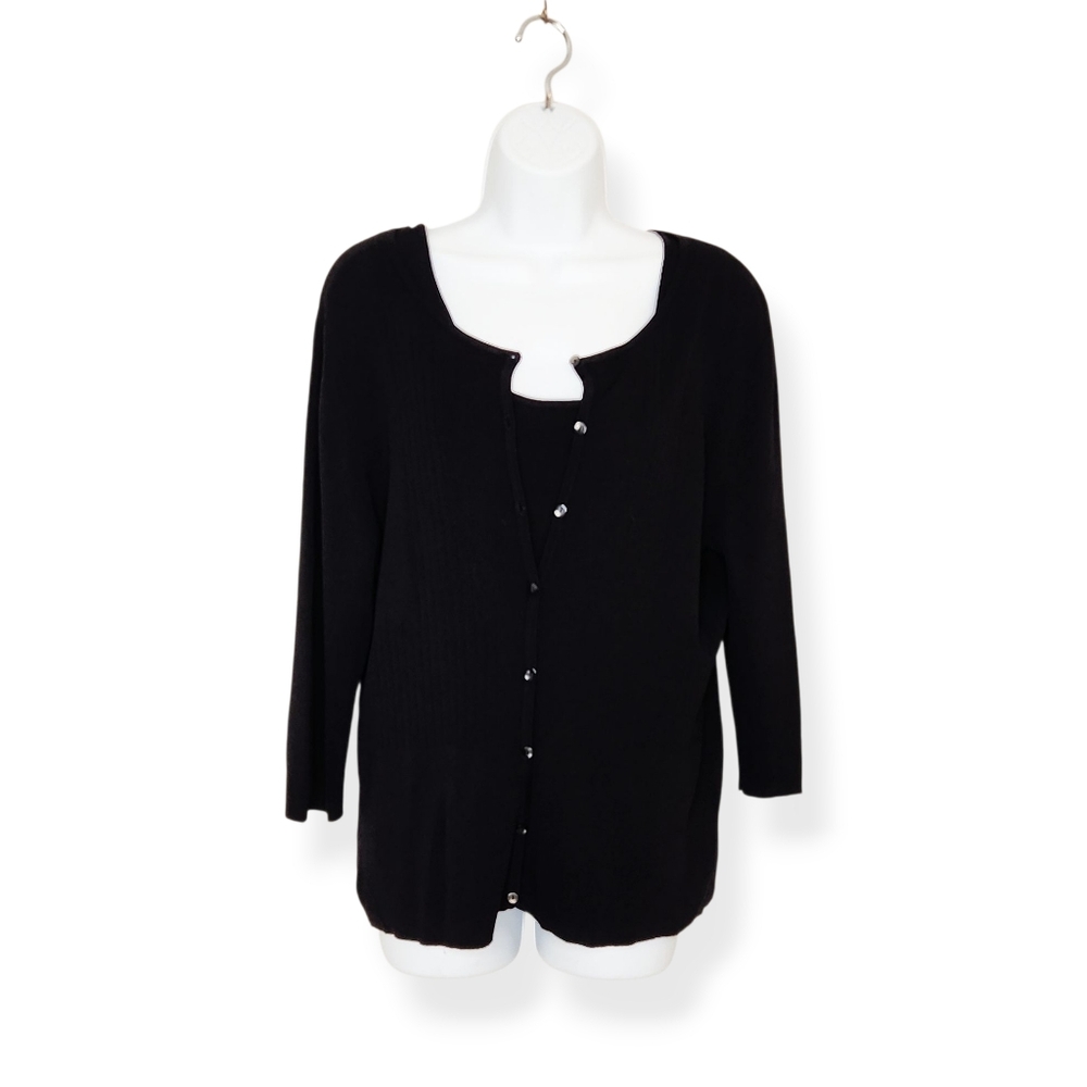 Style & Co Women's Black Button Front Knit Lightweight Sweater Cardigan Size XL